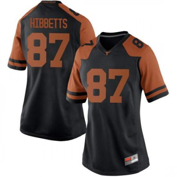 Women University of Texas #87 Austin Hibbetts Game Football Jersey Black